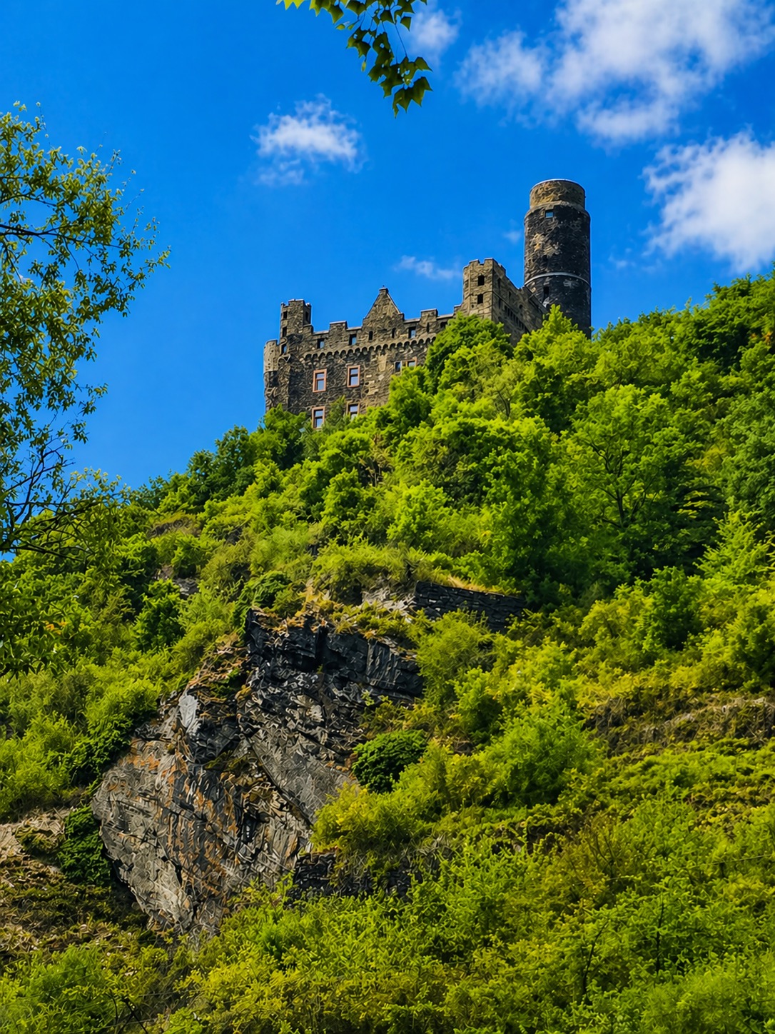 Burg Maus vom Flussufer aus