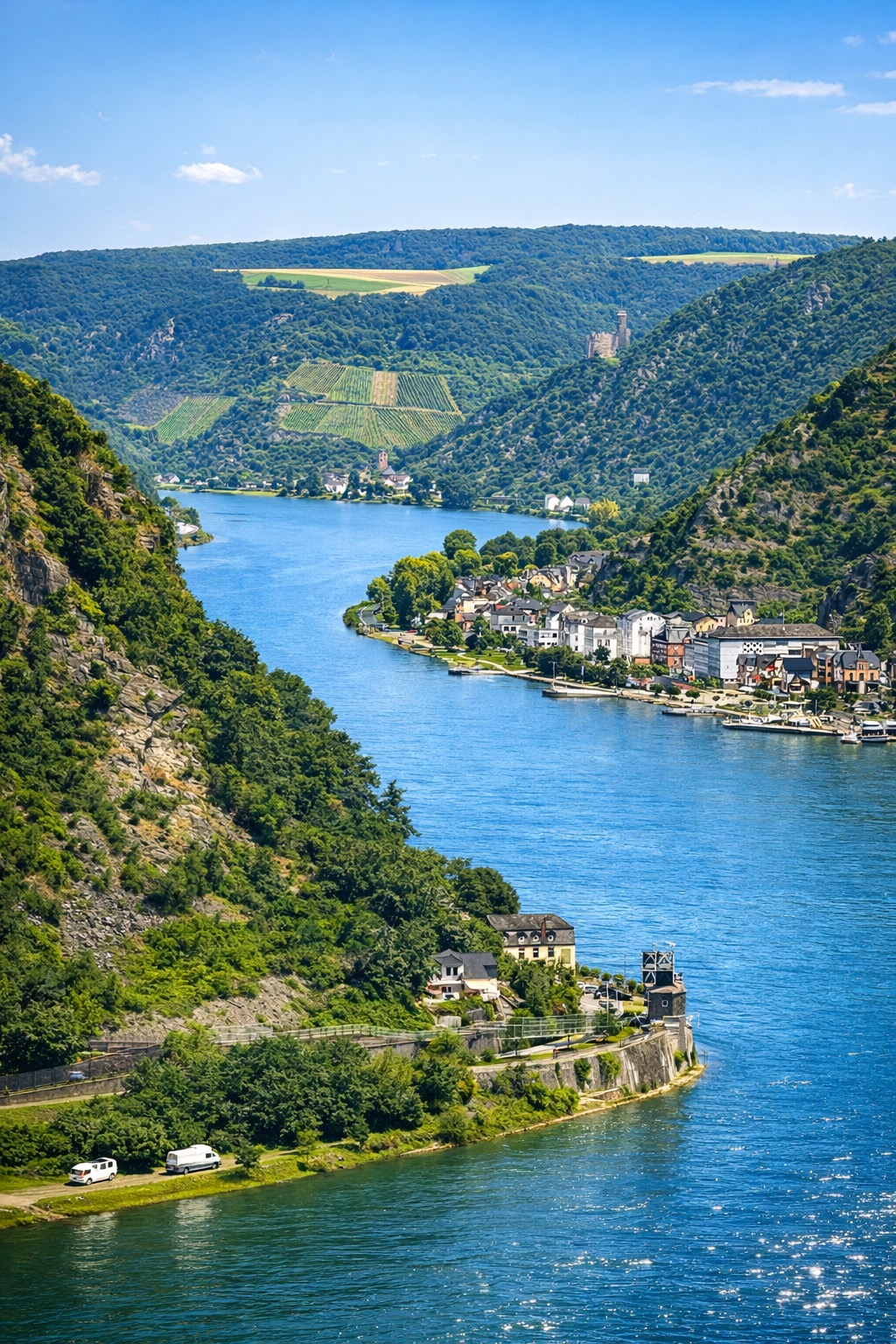 Rhein und Weinberge im Mittelrheintal
